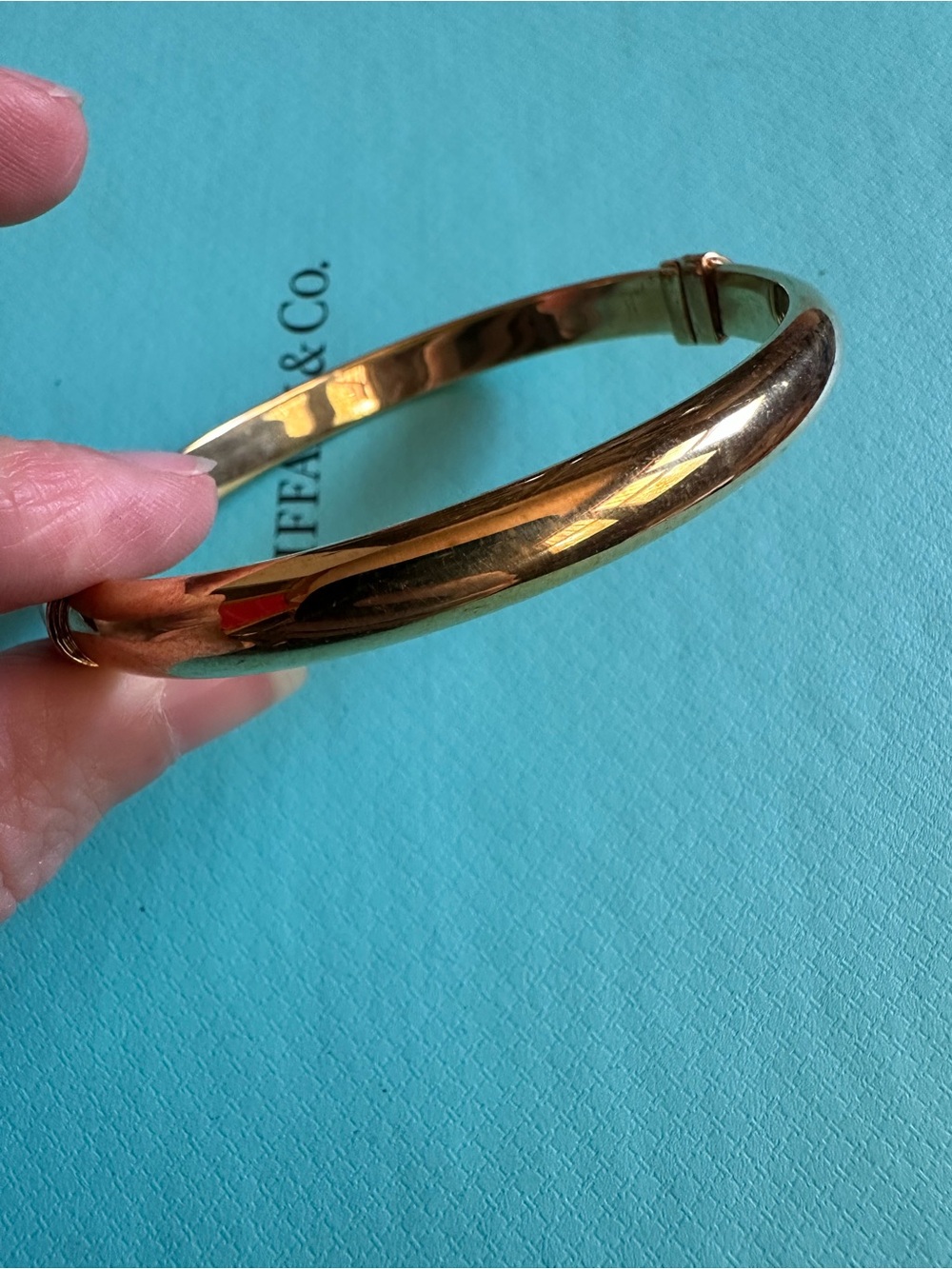 Vintage Italian 925 Silver Gold Tone Hinged Bangle